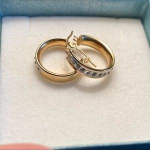 FLASH SALE Beautiful 14karat, sterling silver, and diamond hoops